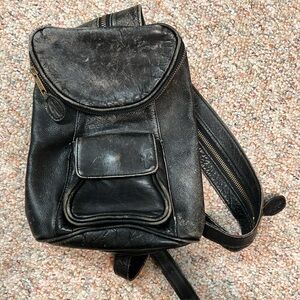 FRYE Black Distressed Leather Convertible Backpack FREE SHIPPING!